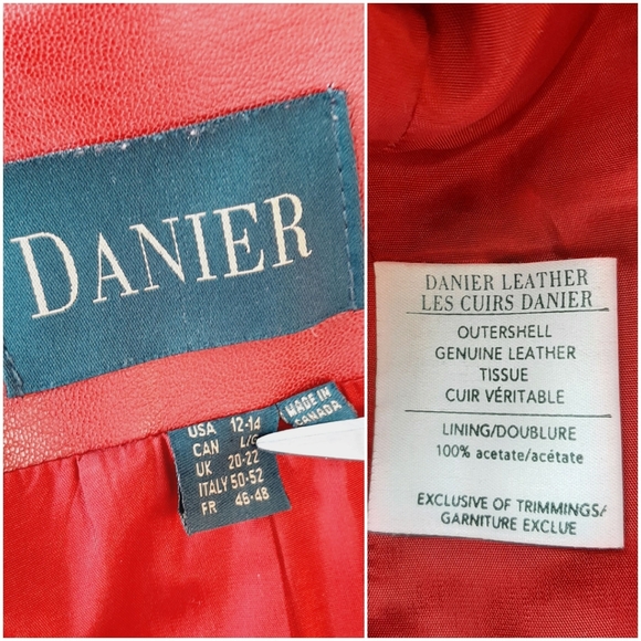 DANIER Genuine Suede Button Front Blazer Jacket Vibrant Red Short Coat Sz L - Picture 14 of 15